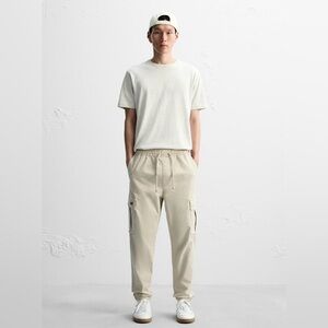 Zara XL Beige Cargo Joggers